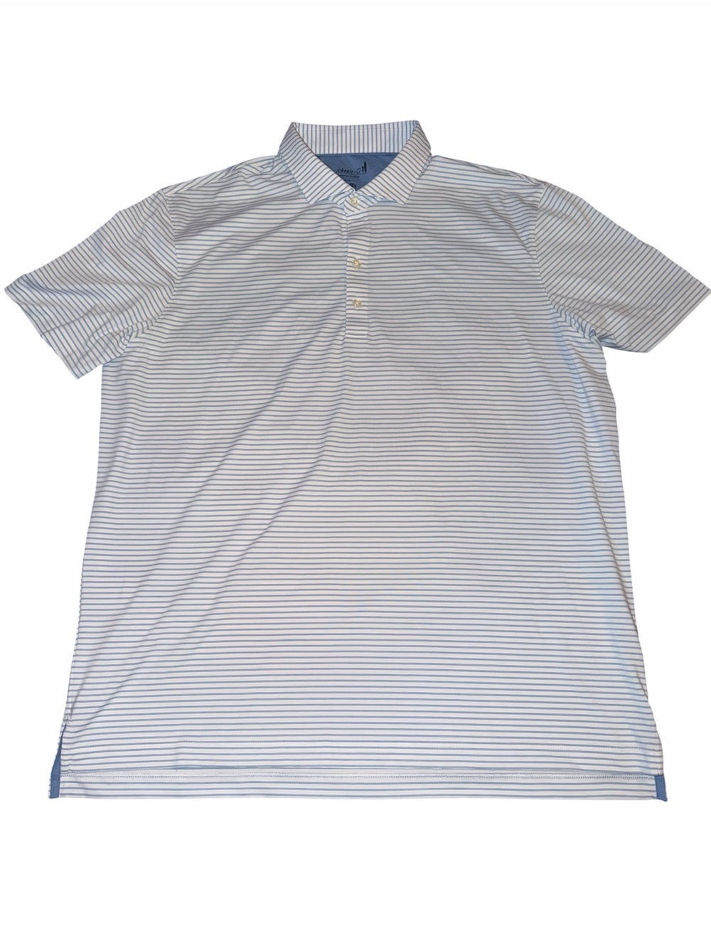 Johnnie O Men's Light Blue Striped Polo Shirt